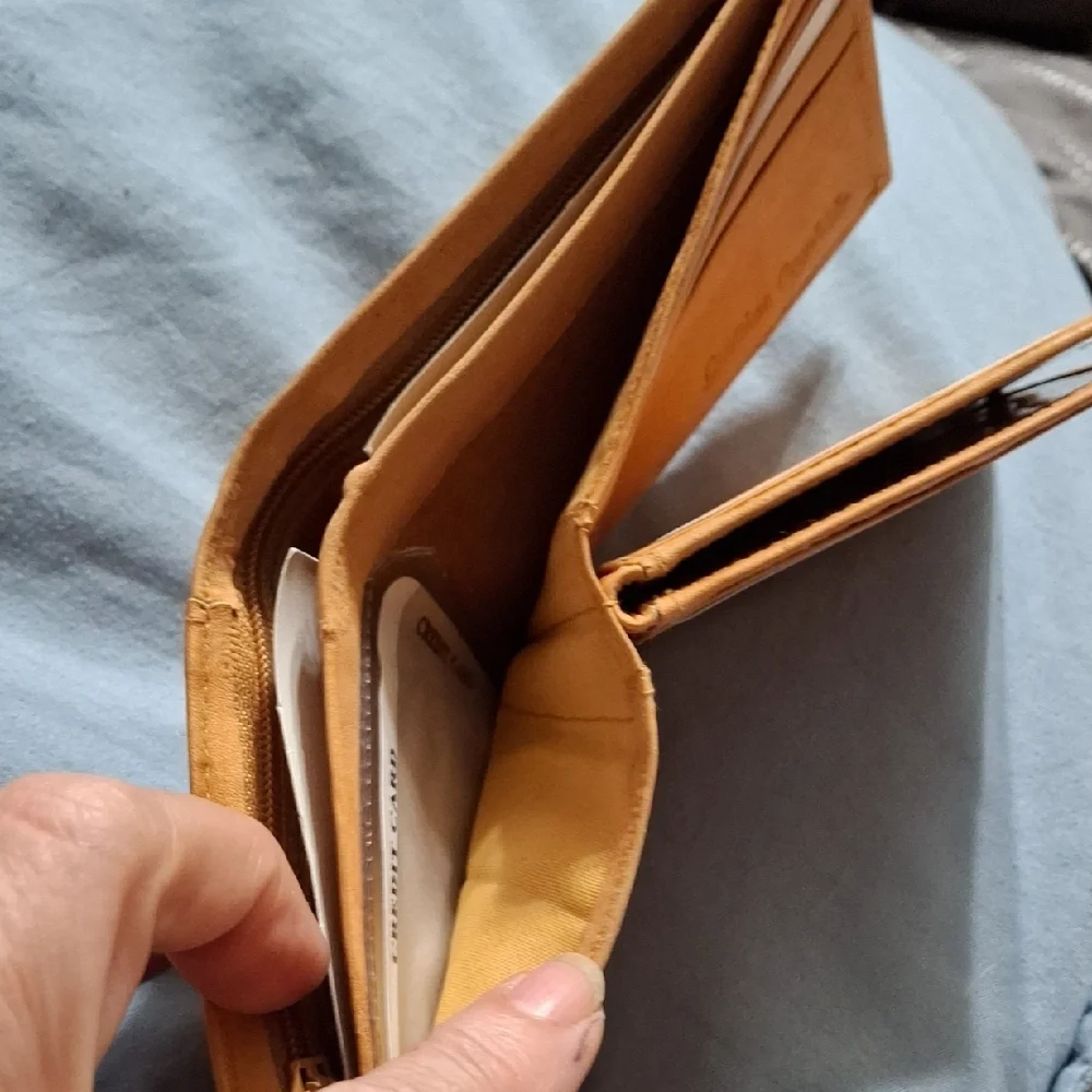 Genuine Cowhide Tan Card Holder Wallet